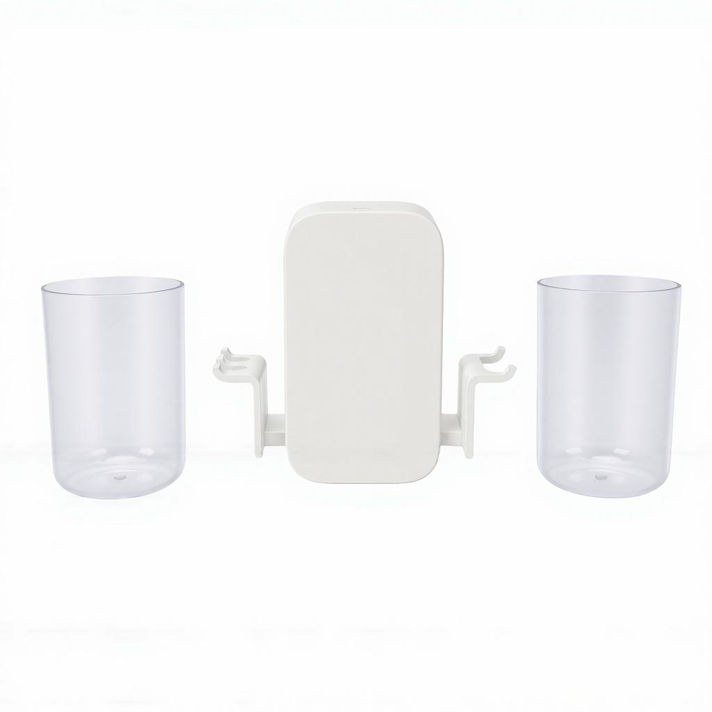 Toothbrush Cleaner Rechargeable Wall Mounted Tooth Brush Holder with 2 Slots and Timer Function for Bathroom