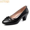 Fashion AIYUQI Women Shoes Genuine Leather High-heeled Dress Spring Shoes Large Size 41 42 Round Toe Fashion Women Office Shoes