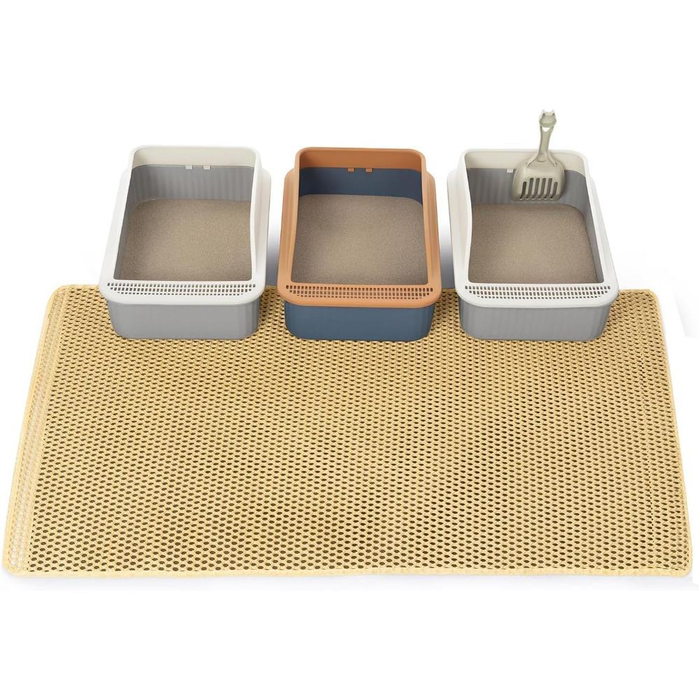 Tappetini Extra Large per Lettiera del Gatto, 120x70cm, Tappeto Raccogli-Rifiuti a 2 Strati, Impermeabile, Anti-Urina, Facile da Pulire, Antiscivolo