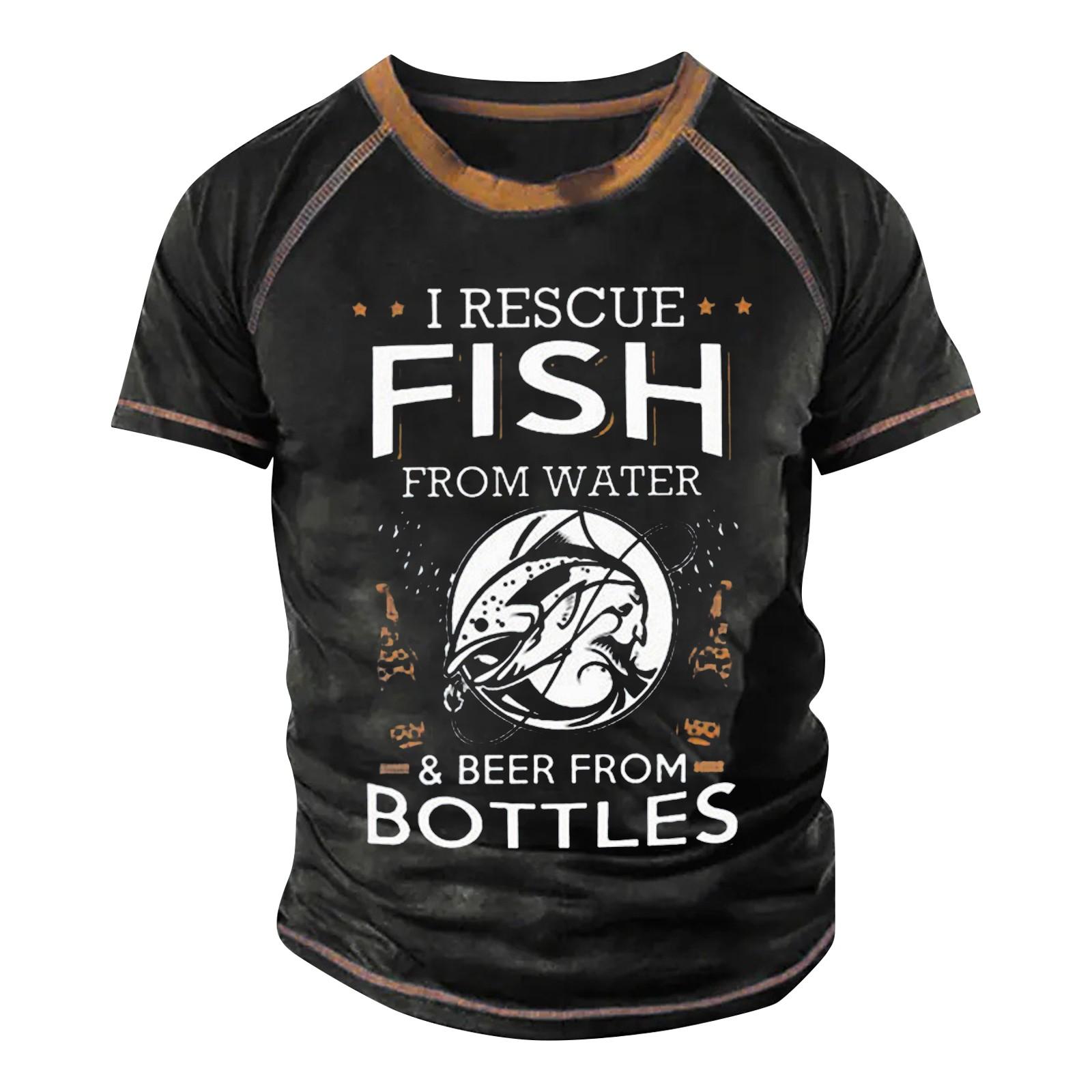 Men s Raglan T-shirt Retro Short Sleeve Round Neck Letter Printing Tops XXL