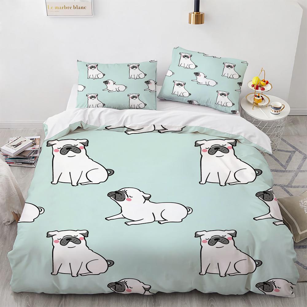 French Bulldog Bedding Set Children Boys Girls Duvet Cover Cartoon Puppy 3pcs Single Double Twin Full King Size Duvet Cover Set