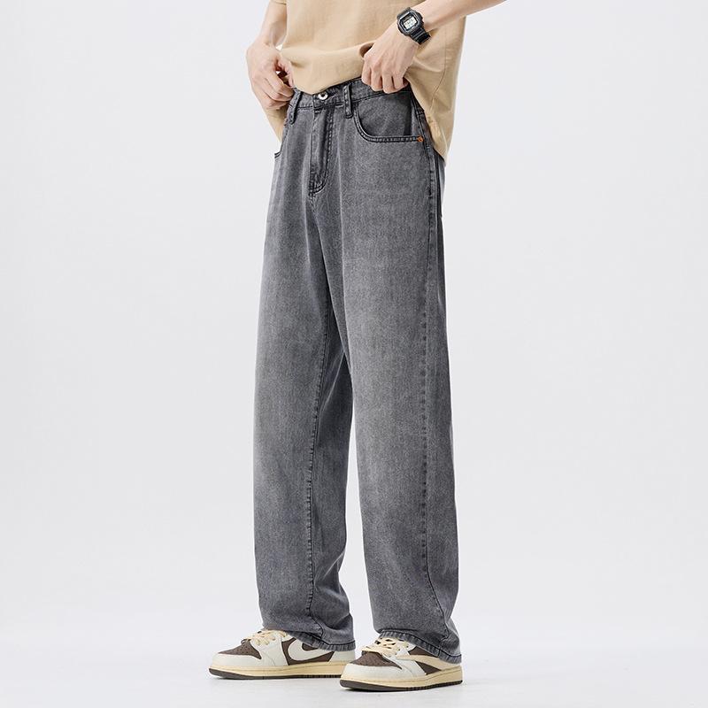 Lyocell Tencel Jeans Men's Summer Thin Cool Comfortable Vertical Loose Straight Pants