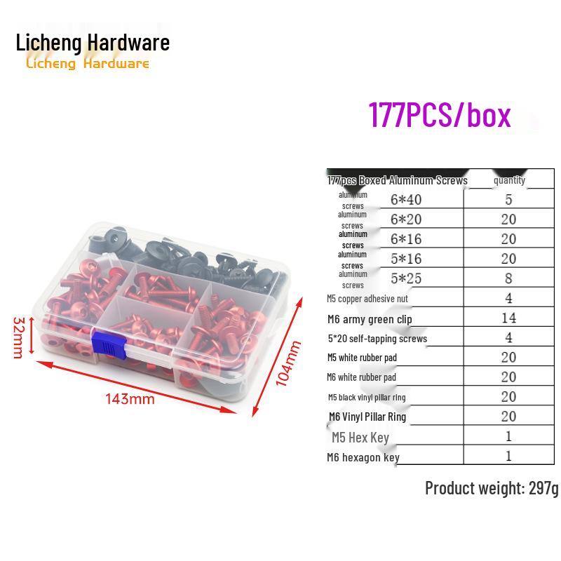 

Цветные винты из алюминиевого сплава для мотоциклетного ветрового стекла (177/183/198 шт.)