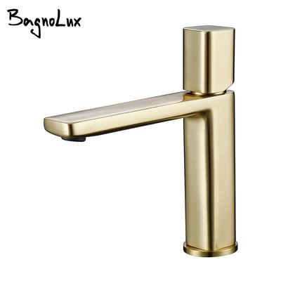 Bagnolux Brushed Gold Brass Single Hole Single Handle Deck Mounted Basin Hot and Cold Water Sink Bathroom Faucets