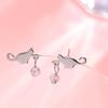 Cute Japanese Cat Moonstone Stud Earrings Femininity Simple Girlish Heart Ins Earrings Short Earrings