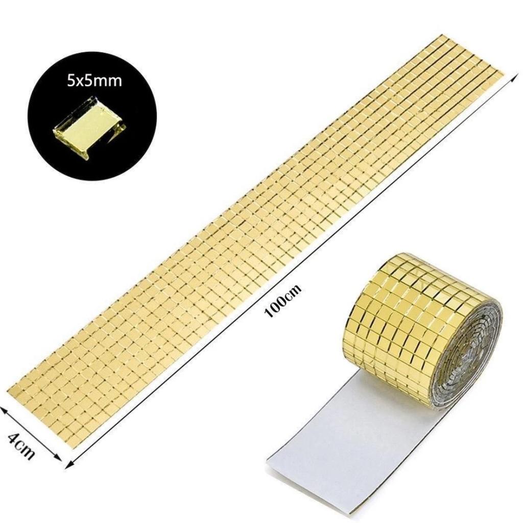 4x100cm Creative DIY Glass Mirror Stickers Mosaic Glass Self-adhesive Mirror Wall Stickers 3D Background Wall Mirror Decoration