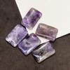1Pc Natural Amethyst Rectangle Pendant 20×30mm Top Drilled Gemstone Bead For DIY Necklace Jewelry Making