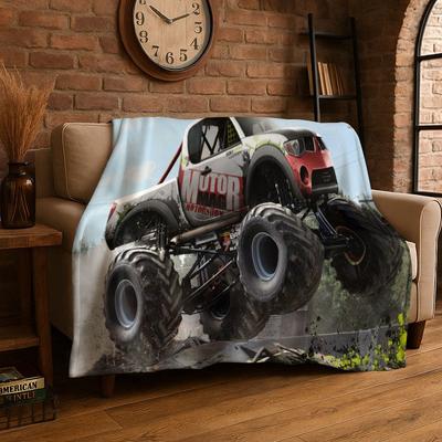 Cartoon Monster Truck Monster Jam Soft Flannel Throw Blanket,Warm Cozy Blanket for Bed,Couch,Sofa,Bedroom,Living Room,Travel
