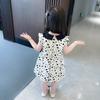 Summer Dress for 3 To 7 Years Old Girls Children Princess Dress Turn Down Collar Girl Casual Black and White Bow Dress