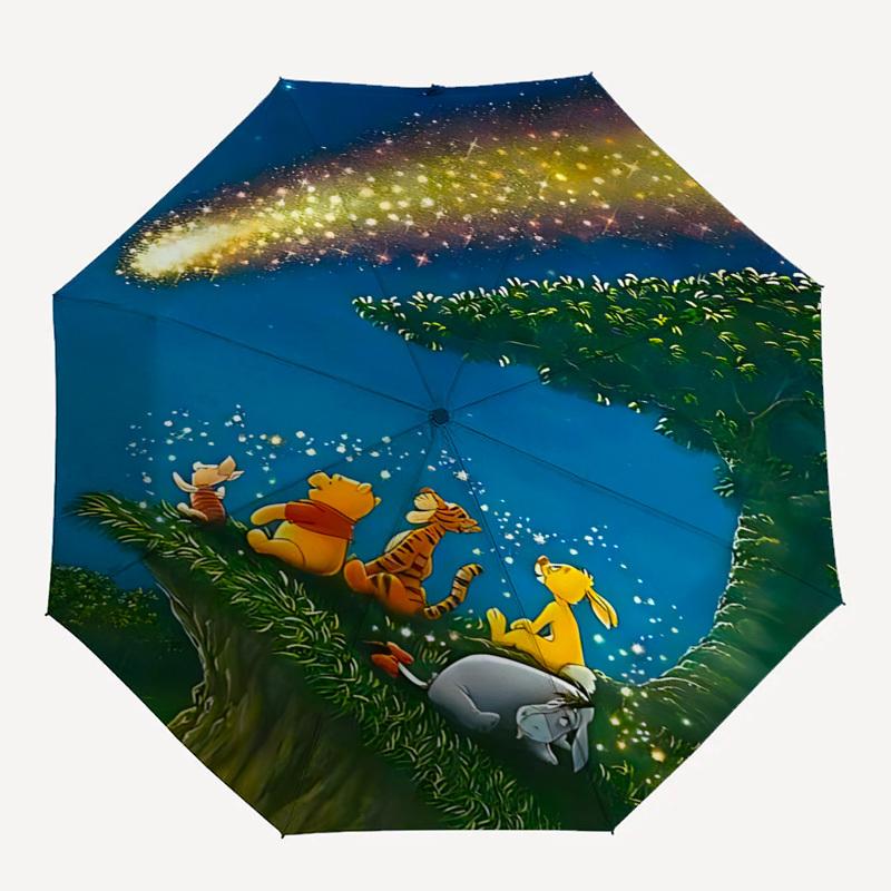 Winnie-the-Pooh, Night Sky Themed Automatic Opening and Closing Umbrella, Brightly Colored 8-rib Portable Umbrella, Suitable for Men and Women, A Perf