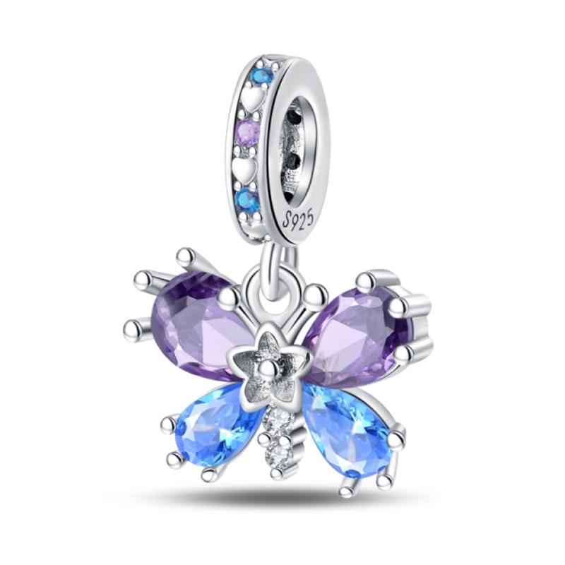 Genuine Copper Classical Lotus Butterfly Angel Cross Dragonfly Pink Purple Charm Bead Charms Bead Charms Compatible With Pandora Authentic Bracelets D