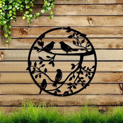 Metal Wall Art Tree and Bird Sculpture Black Iron Home Decor Gift