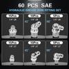 60Pcs Grease Fittings Kit, 1/4 & 1/8 Inch BSP Grease Zerk Fittings Assortment With 90 Degree, 45 Degree, And Straight Angle For Automotive, Tractors,