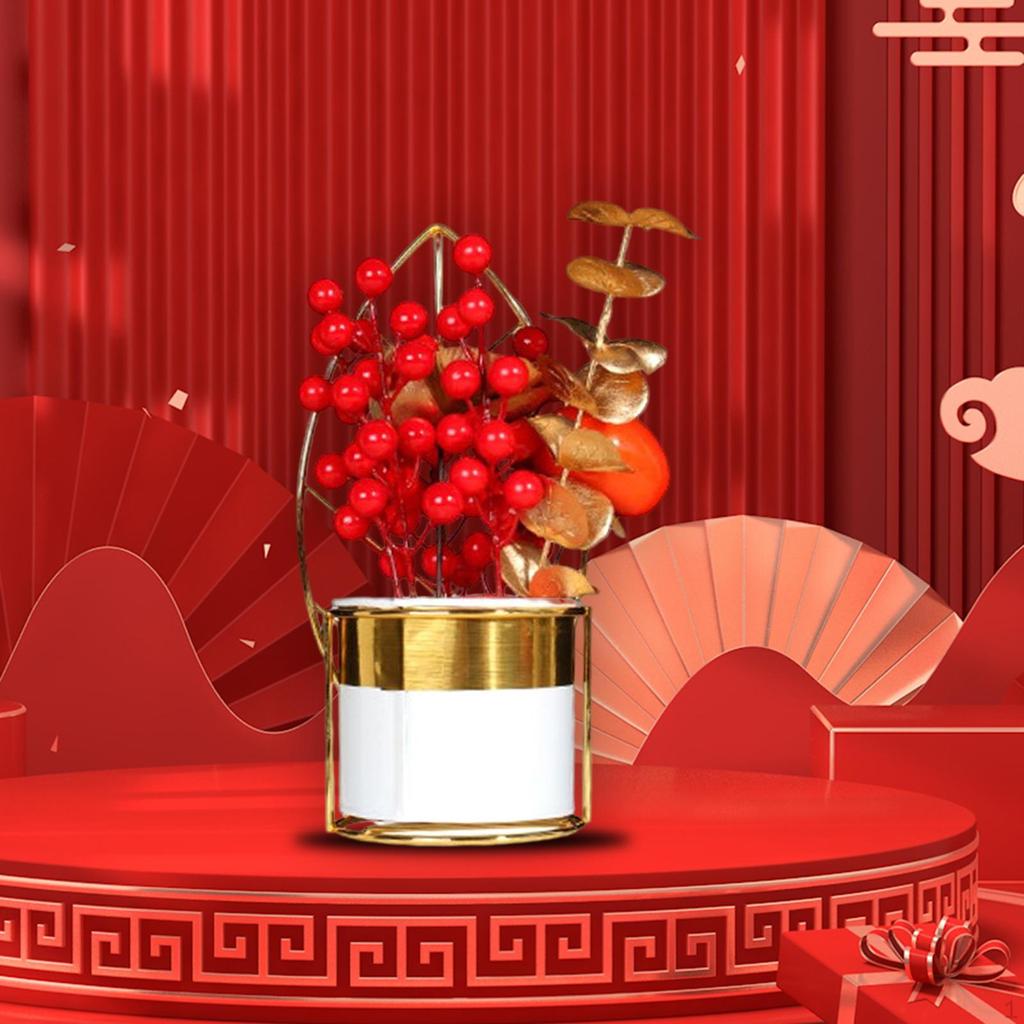 Chinese Year Flower Basket, Festival Photos Props Decoration Fruit Scene Layout Desktop Red Art