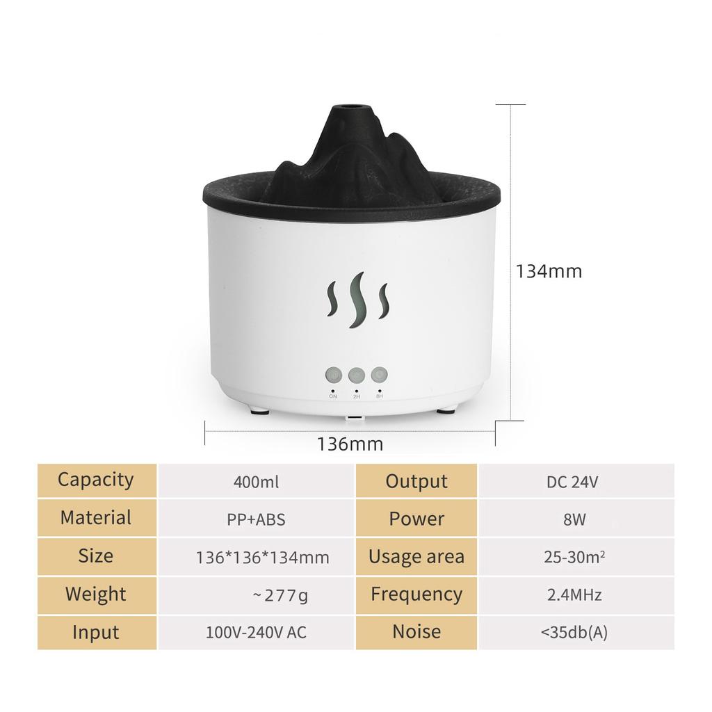 Xiaomi Volcano Aroma Diffuser 400ml Air Humidifier with Remote Control Creative Hollow K6 Lava Crack Flame Lamp Essential Oil Diffuser