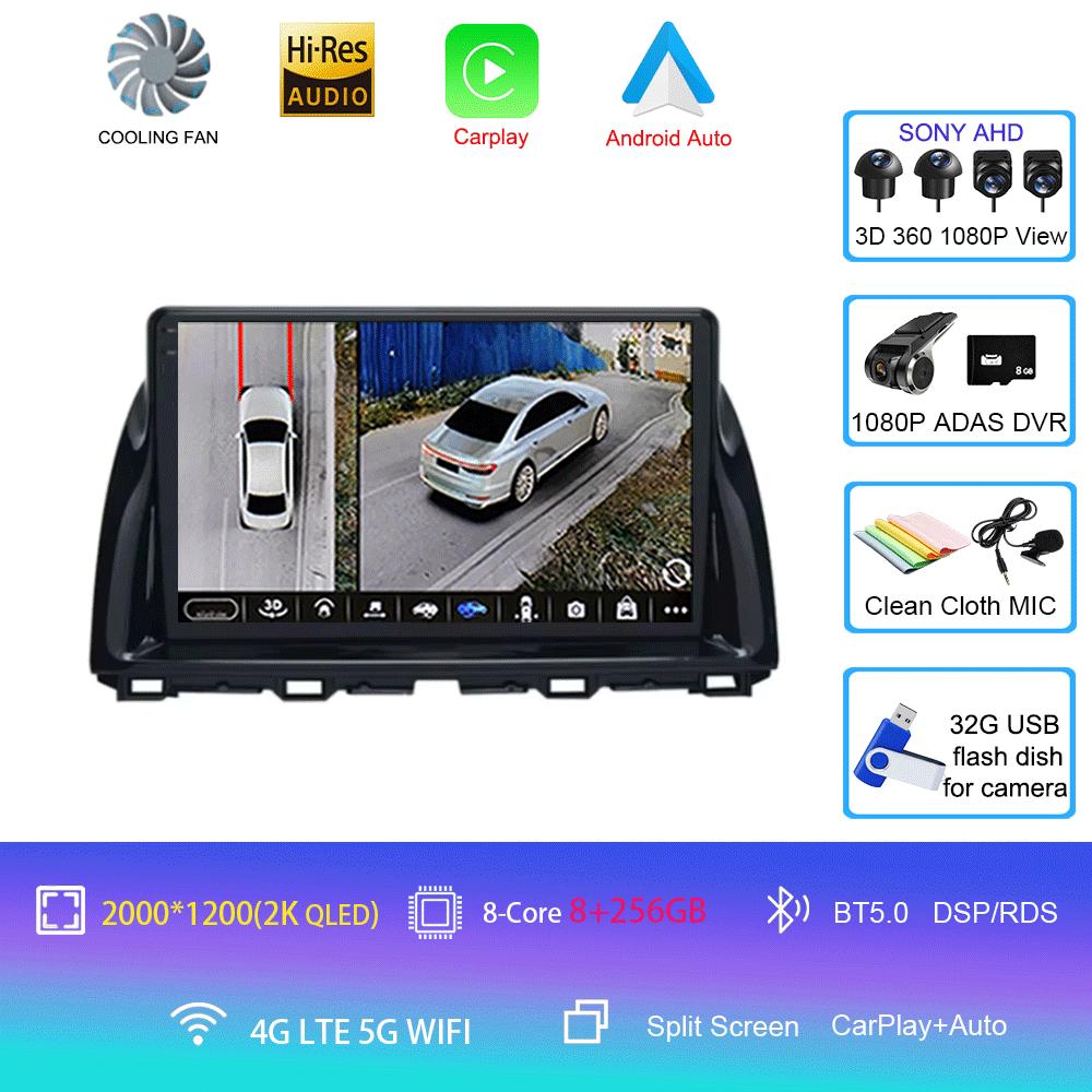 Car Radio Android 14 Carplay Auto For Mazda CX5 2011 - 2016 CX-5 CX 5 Navigation GPS video Player Stereo video DVD WIFI+4G