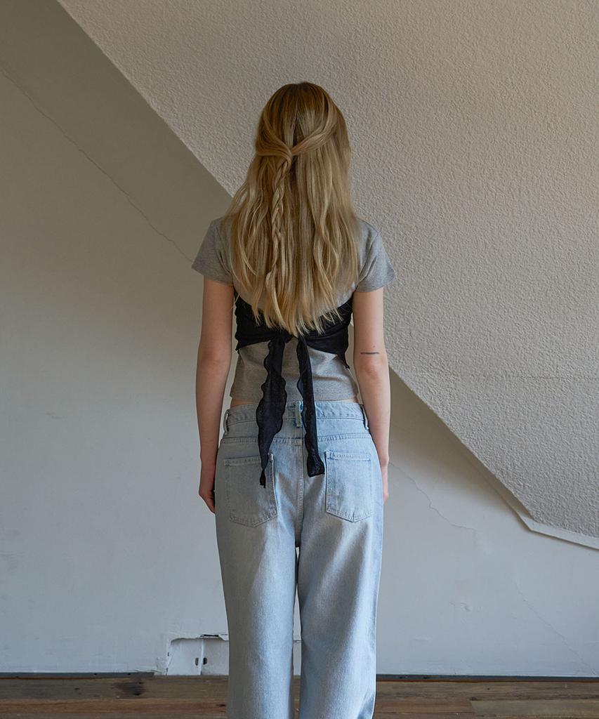 5OML Bustier Layered T-Shirt Melange Gray