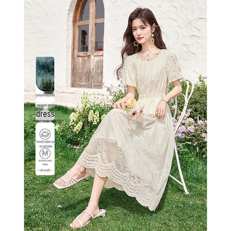 Elegant Lace Embroidered Summer Dress L