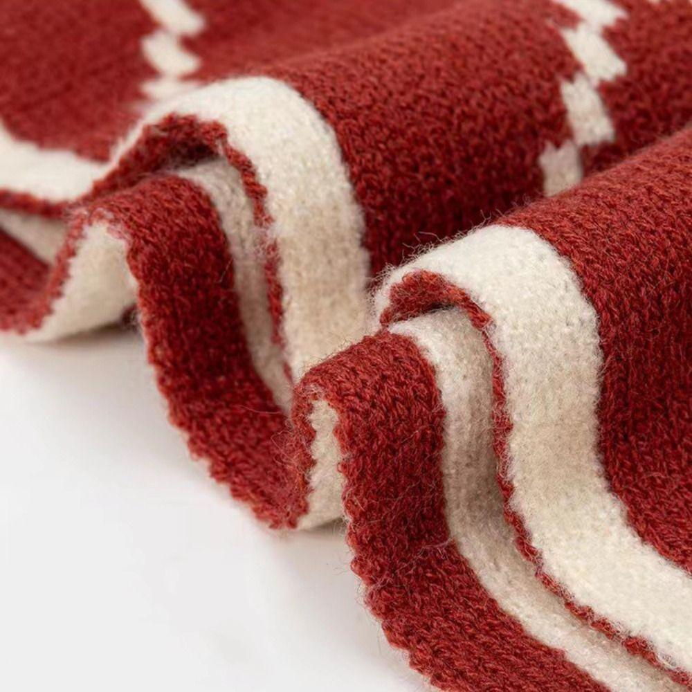 Winter Warm Knitted Scarf Thickened Neckerchief Vintage Long Scarves