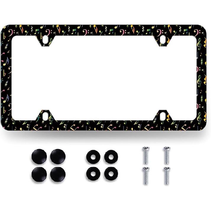 Hibiscus License Plate Frame Beautiful Tropical Flowers Floral License Plate Holder Colorful Stainless Steel Auto Parts Funny License Plate