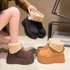 Popular Velvet Warm Birkenstock Cotton Boots British Style Platform Retro Brown Snow Boots Women's Winter