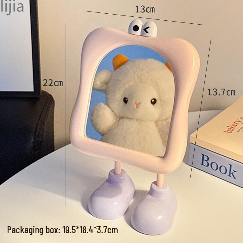 Portable Cute Desktop Makeup Mirror with Stand and Storage for Dorm or Home