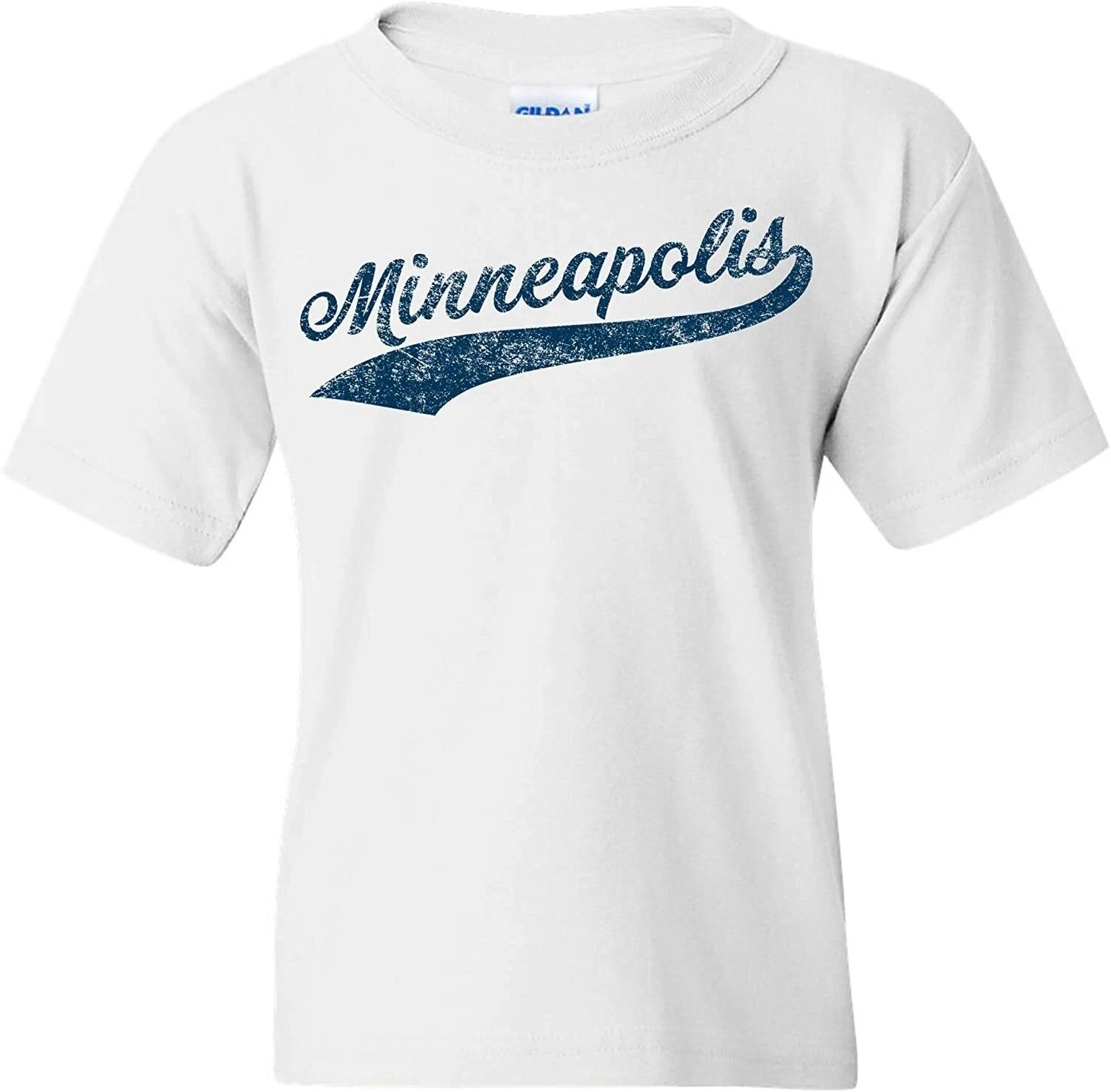 Minneapolis City Baseball Script - Hometown Pride, Pitcher Youth T Shirt - White M