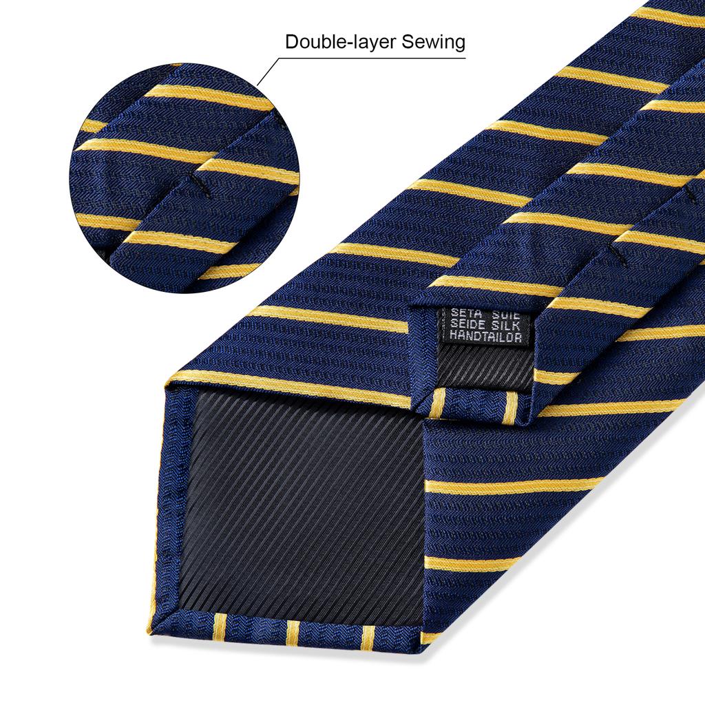 Dibangu Striped Wedding Tie Handkerchief Men's Necktie Pocket Square Ring Tie Set for Gift