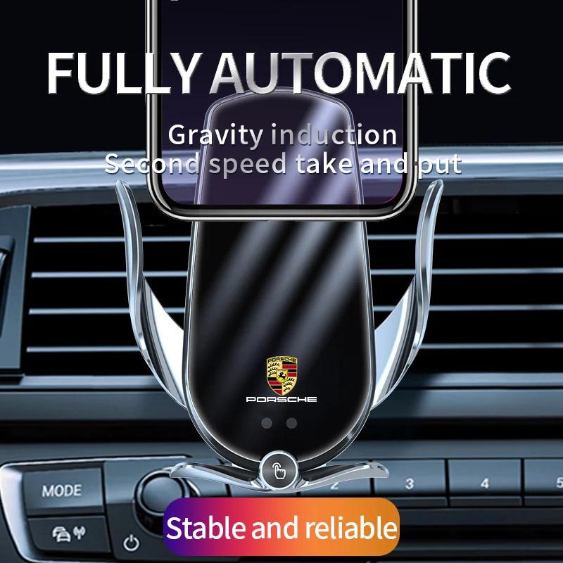 Car Wireless Charger Phone Holder Charging Portable Bracket For Porsche Cayenne Cayman Panamera Macan Taycan Boxster Accessories