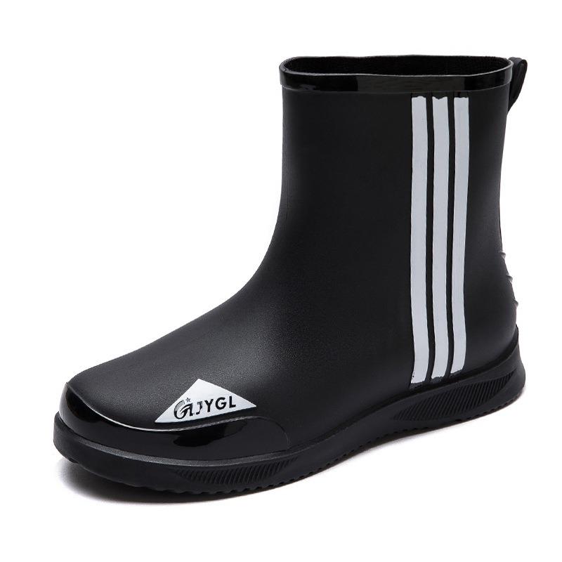 New medium tube waterproof shoes men's fashion bundle rain shoes velvet outer wear non-slip work wear-resistant rain boots rubber shoes