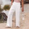 Spring And Summer Women's Solid Color Elastic Waist Wide Leg Casual Long Relaxed Pants