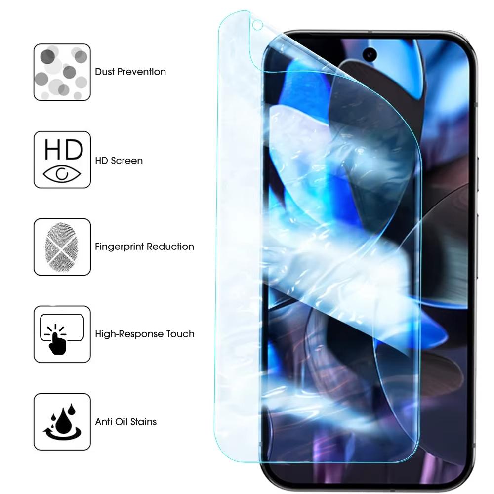 3 vnt. hidrogelio plėvelė Google Pixel 10 9 Pro XL 9A 8 7 Pro 8A, ekrano apsauga Google Pixel 7A 6A 6 Pro 5 5A 4A 4 XL, dangtelis