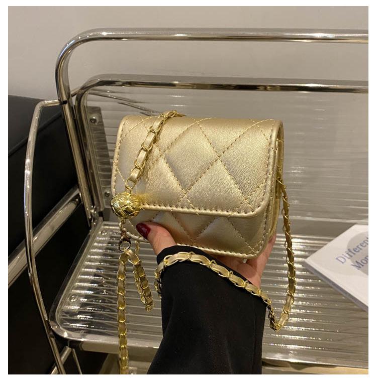 

Chain Diamond Popular Grid Fashion Girl Daily Use Shoulder Bag Bag Crossbody золотий