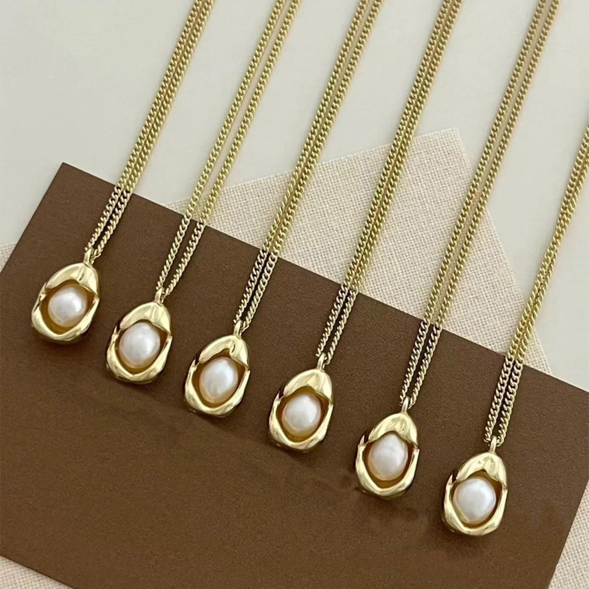 Горячая Распродажа Простой Дизайн Горошек Натуральный Пресноводный Жемчуг 14K Золотое Покрытие Женское Подвесное Ожерелье Оптом Для Женщин Подарки