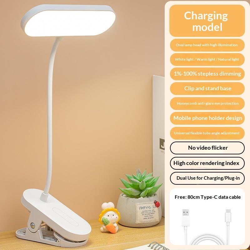 Rechargeable Clip On Led Desk Lamp Flexible Gooseneck Eye Caring Flicker Free For Study Home Office Dorm Reading Work