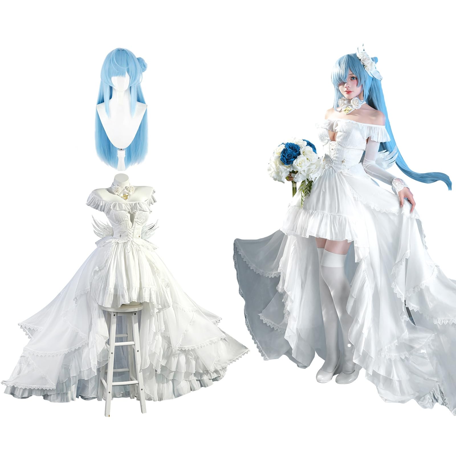 

Косплей Януса Костюм для косплея Azur Lane для Идеально подходит для школьных и сценических выступлений Янус Включает [Отличное качество] Парик, Версия Невесты/Клятвы