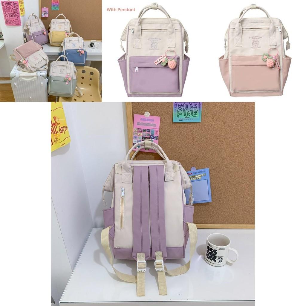 Nylon Lightweight Waterproof Trendy Backpack Colorful Letter Pattern For Girls