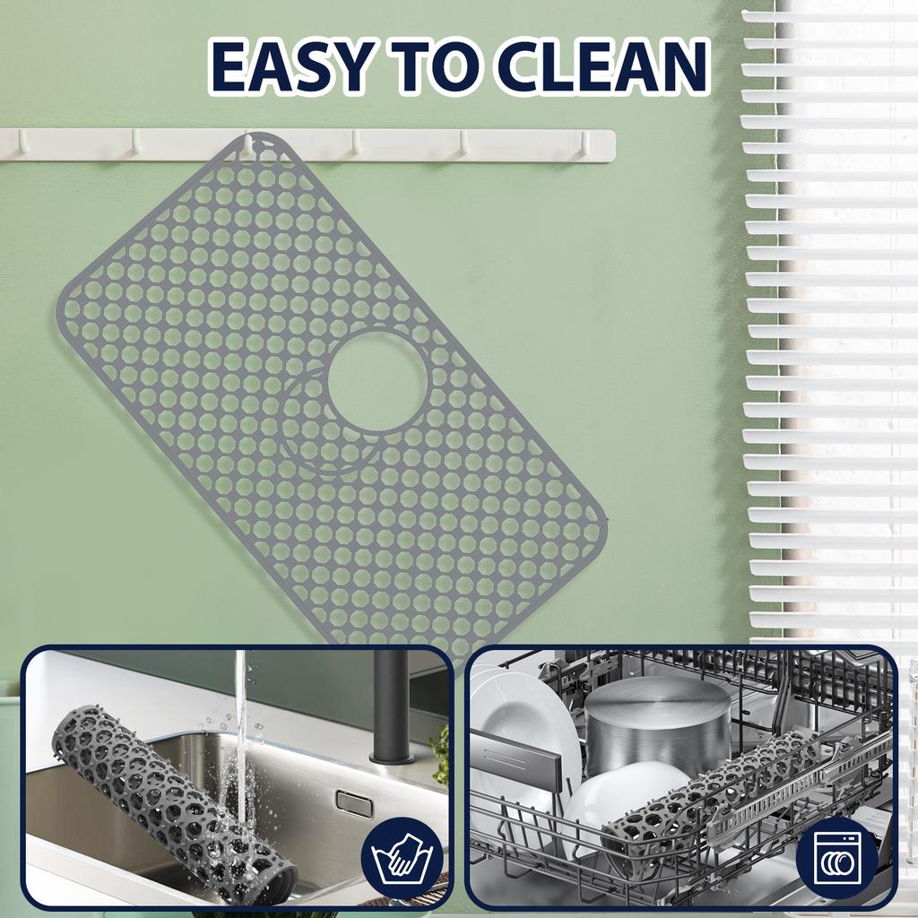 Sink Protectors for Kitchen Sink, Silicone Dish Rack Kitchen Sink Mat Protect Sink from Stains, Damage, Scratches, Sink Mat