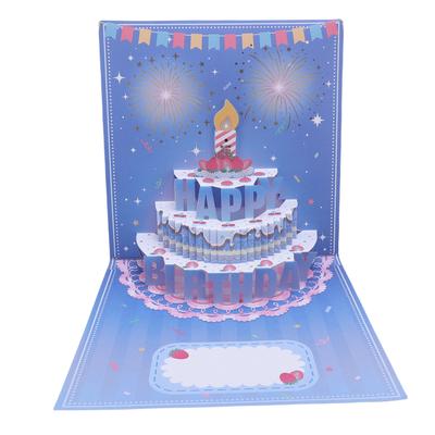 3D Pop Up Geburtstagskarte Musik LED-Licht Geburtstagstorte Feuerwerk Alles Gute zum Geburtstag Grußkarte für Frauen Männer Kinder Ehefrau Mutter