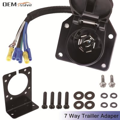 Universal Accessories 7 Pin 7 Way RV-Style Blade Trailer Connector Socket Wiring Harness Mounting Bracket Truck Wire Connector