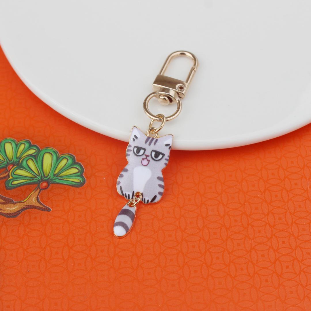 

Cartoon Kitten Keychain: Alloy Printed Bag Decoration Pendant Gift