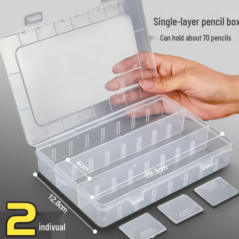 Konststudenters pennskrin med stor kapacitet: Enkel/Dubbel Lagerförvaring för Pennor, Kolkritor, Verktyg - Transparent