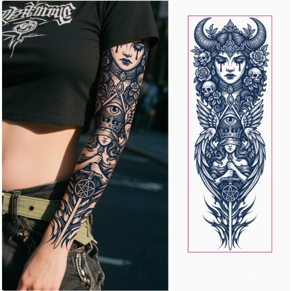 Ganzarm Kräutersaft Tattoo Aufkleber Wasserdicht Nicht Reflektierend Halbpermanent Dunkle Blume Arm Tattoo Aufkleber