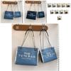 Stylish 2024 Autumn Fashion Letter Print Large Capacity Denim Canvas Tote Bag For Women In Black Blue And Sky Blue