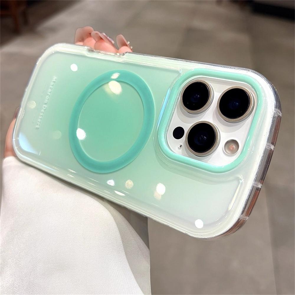 

Gradient Candy Oval Soap Magnetic Case for iPhone 17 16 15 14 13 12 Pro Max for Magsafe Shockproof Glossy Dopamine Cover Funda iPhone 12 Pro
