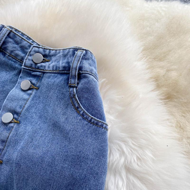Fishtail Skirt, Half Skirt Female Denim Skirt Type A Fashion Medium And Long Split A-Shaped One-Step Wrap Skirt