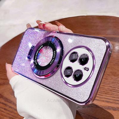 Realme12pro Luxury Glitter Plating Holder Silicone Case For Oppo Realme 12 Pro Plus Shockproof Protect Stand Cover Realme12 Lite