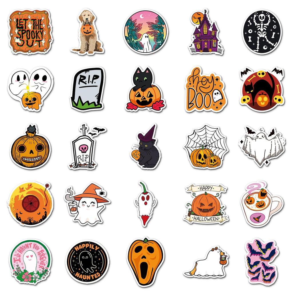 100 Halloween Graffiti Stickers: Perfect for Suitcases, Laptops, Skateboards, Refrigerators, and Cars.