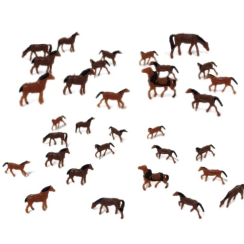 

Миниатюрный диорамный набор в масштабе 1/150 из 30 лошадей, колея N, модель поезда, миниатюрные детали, сделай сам, коричневая смола