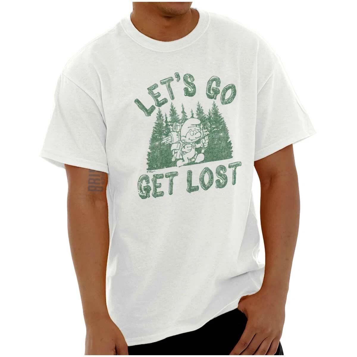 Smurfs Nature Camp Hike Get Lost Outdoors Womens or Mens Crewneck T Shirt Tee L